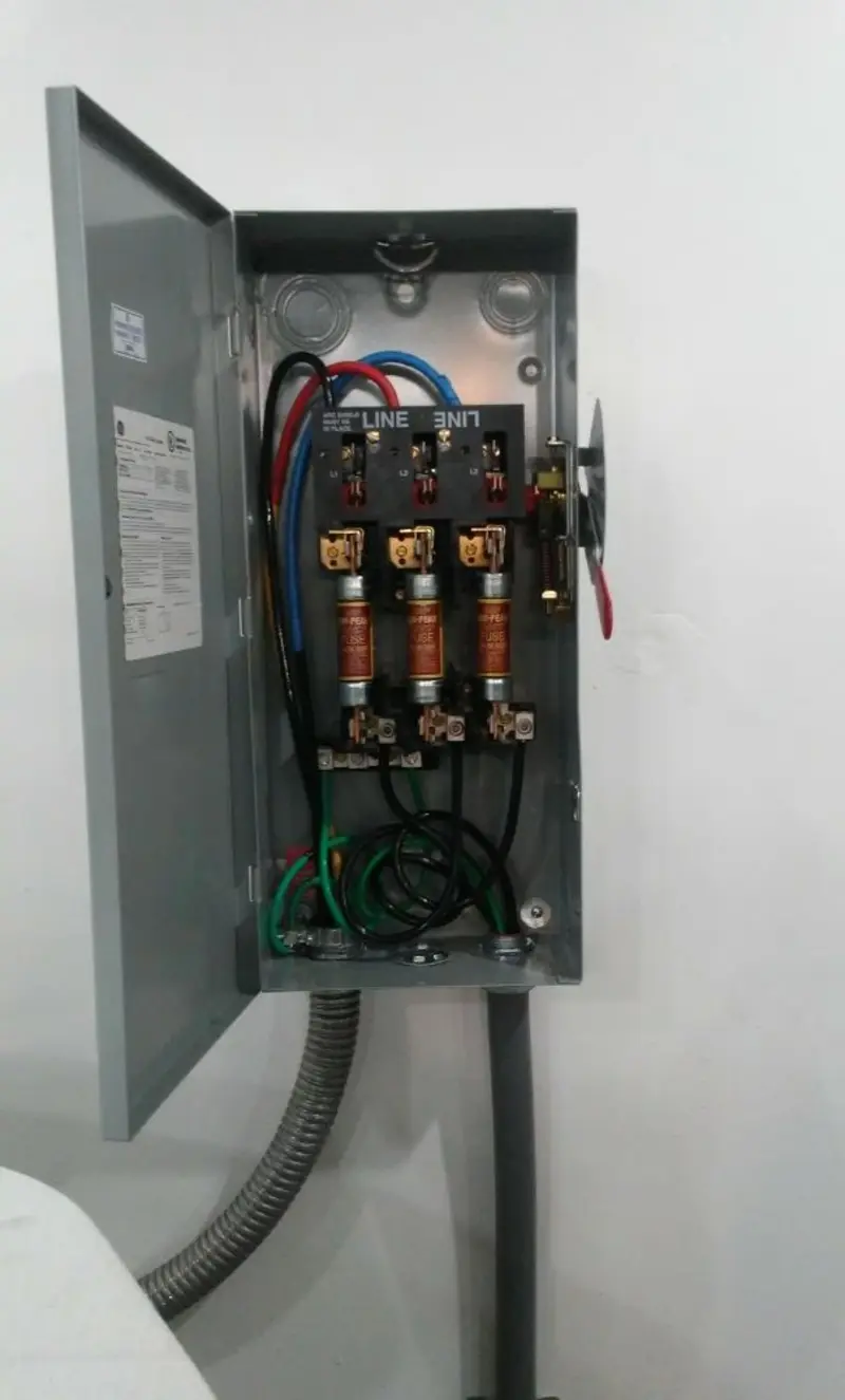 Three-phase disconnect switch installed for Smoke Detector Installation in North Cornwall